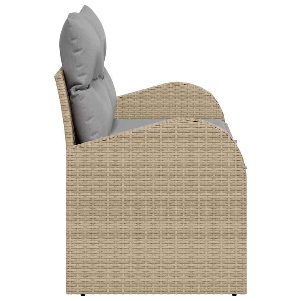 Zahradní sofa s polštářem Béžová 124 x 62 x 69cm polyratan