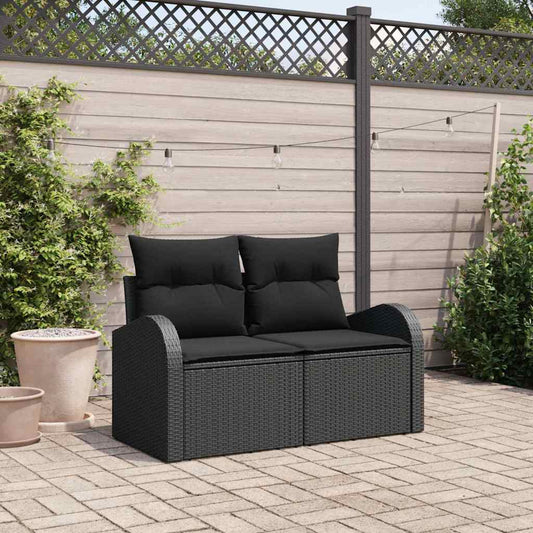 Zahradní sofa s polštářem Černá 124 x 62 x 69cm polyratan