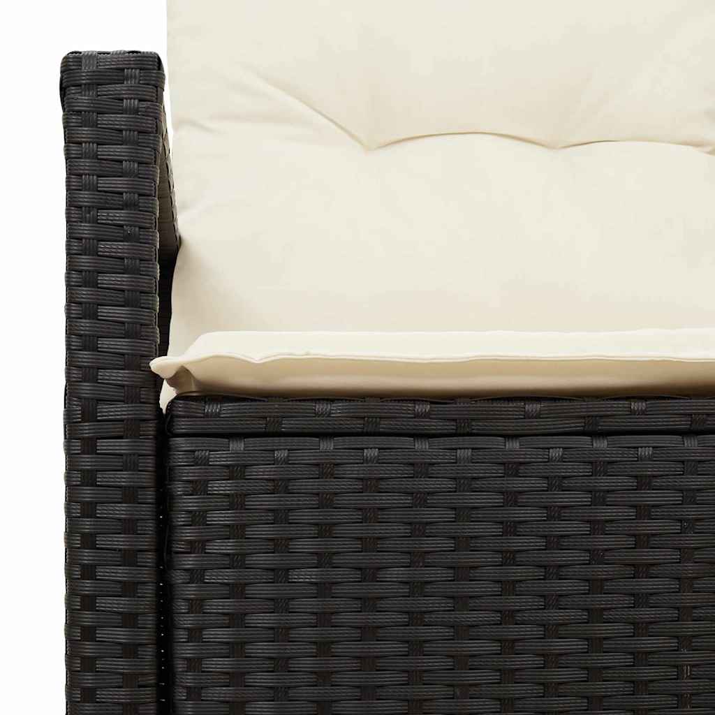Zahradní sofa s polštářem Černá 120 x 62 x 69cm polyratan