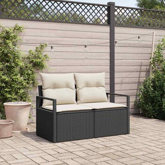 Zahradní sofa s polštářem Černá 120 x 62 x 69cm polyratan