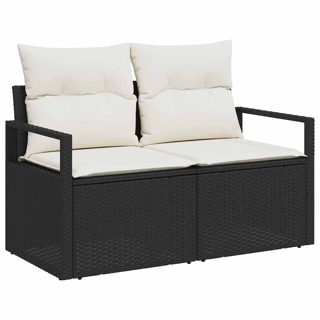 Zahradní sofa s polštářem Černá 120 x 62 x 69cm polyratan
