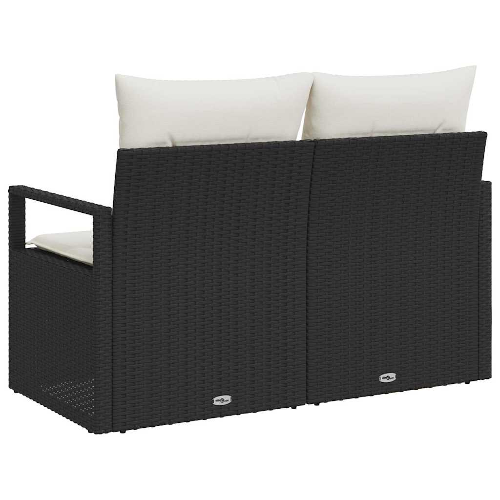 Zahradní sofa s polštářem Černá 120 x 62 x 69cm polyratan