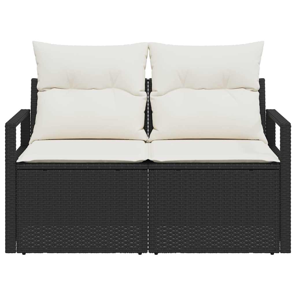 Zahradní sofa s polštářem Černá 120 x 62 x 69cm polyratan