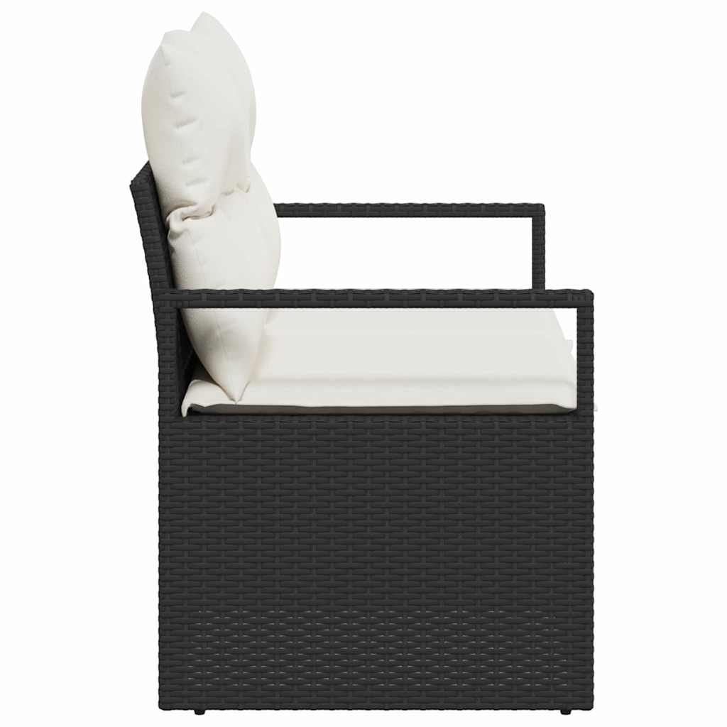 Zahradní sofa s polštářem Černá 120 x 62 x 69cm polyratan