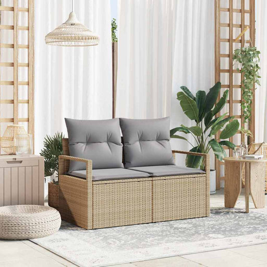 Zahradní sofa s polštářem Béžová 120 x 62 x 69cm polyratan