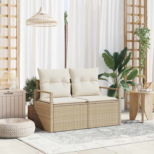 Zahradní sofa s polštářem Béžová 120 x 62 x 69cm polyratan