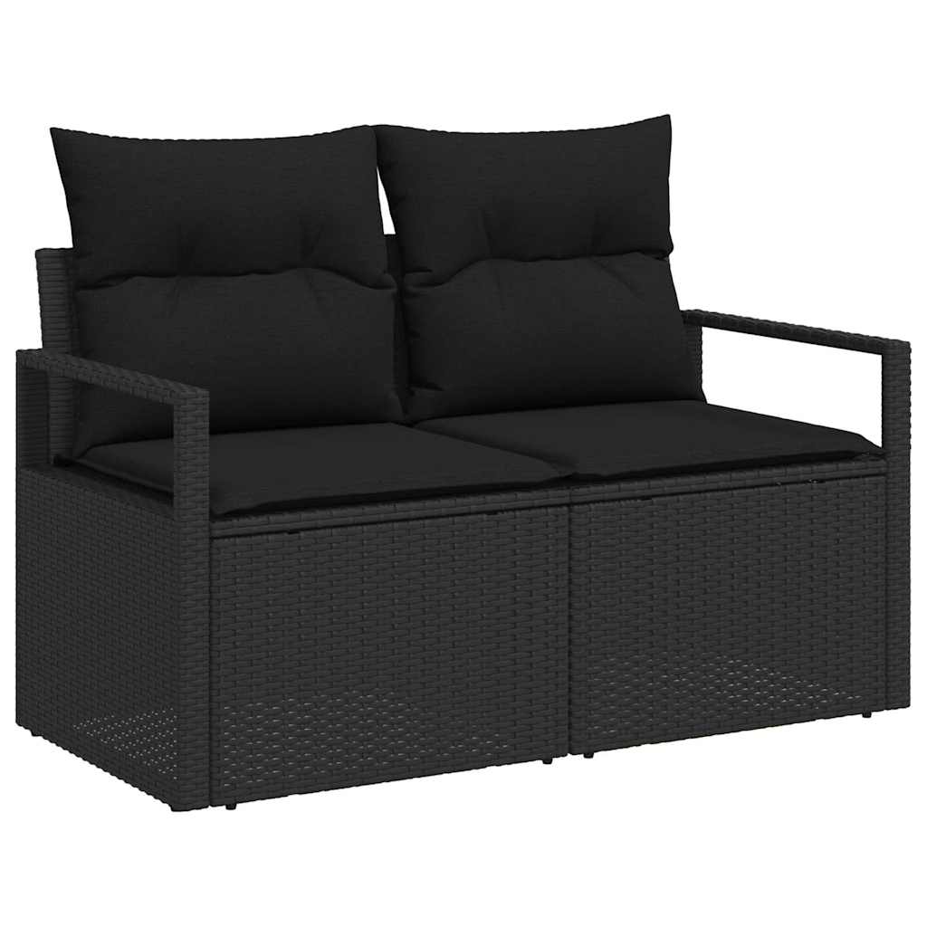 Zahradní sofa s polštářem Černá 120 x 62 x 69cm polyratan