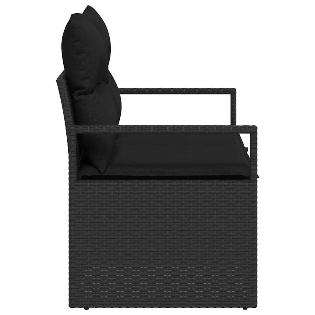 Zahradní sofa s polštářem Černá 120 x 62 x 69cm polyratan