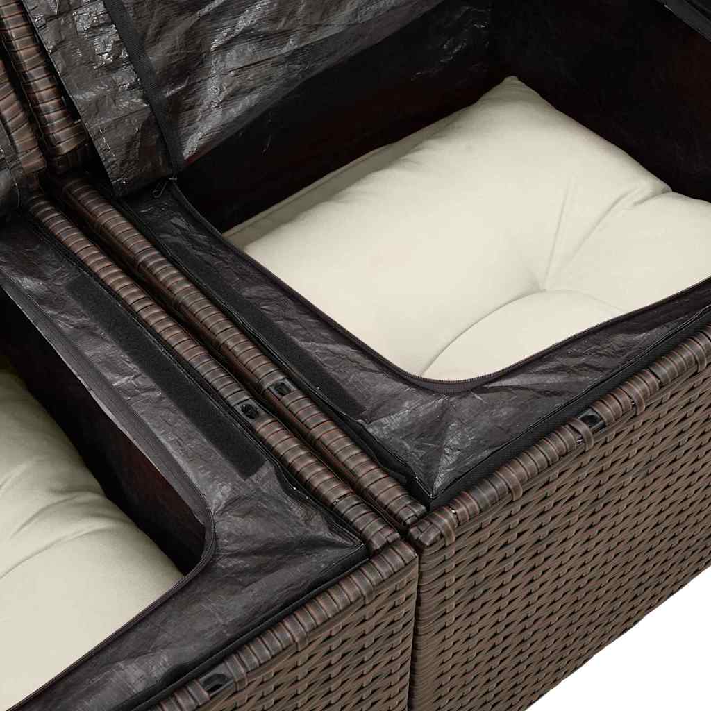 Zahradní sofa s polštářem Hnědá 120 x 62 x 69cm polyratan