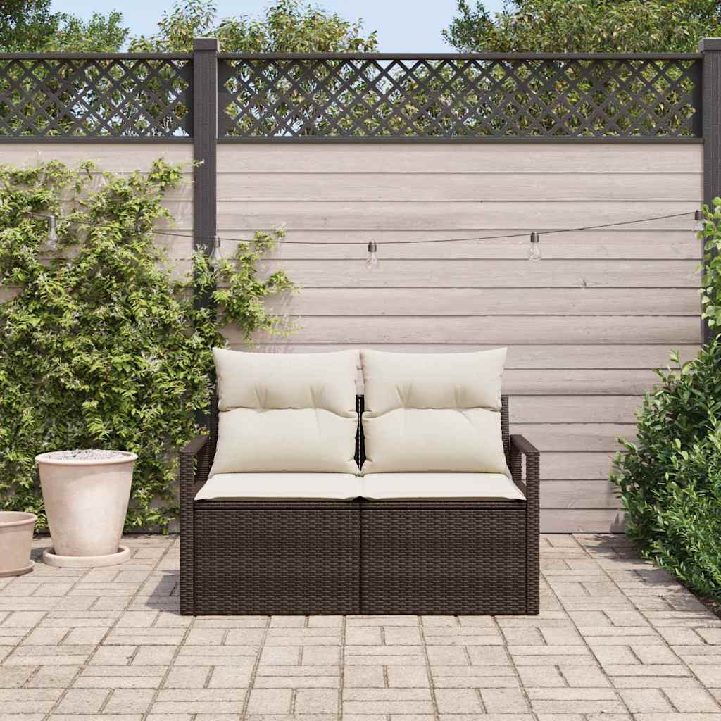Zahradní sofa s polštářem Hnědá 120 x 62 x 69cm polyratan