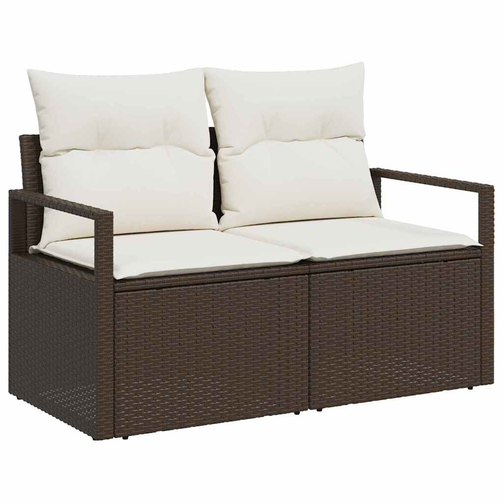 Zahradní sofa s polštářem Hnědá 120 x 62 x 69cm polyratan