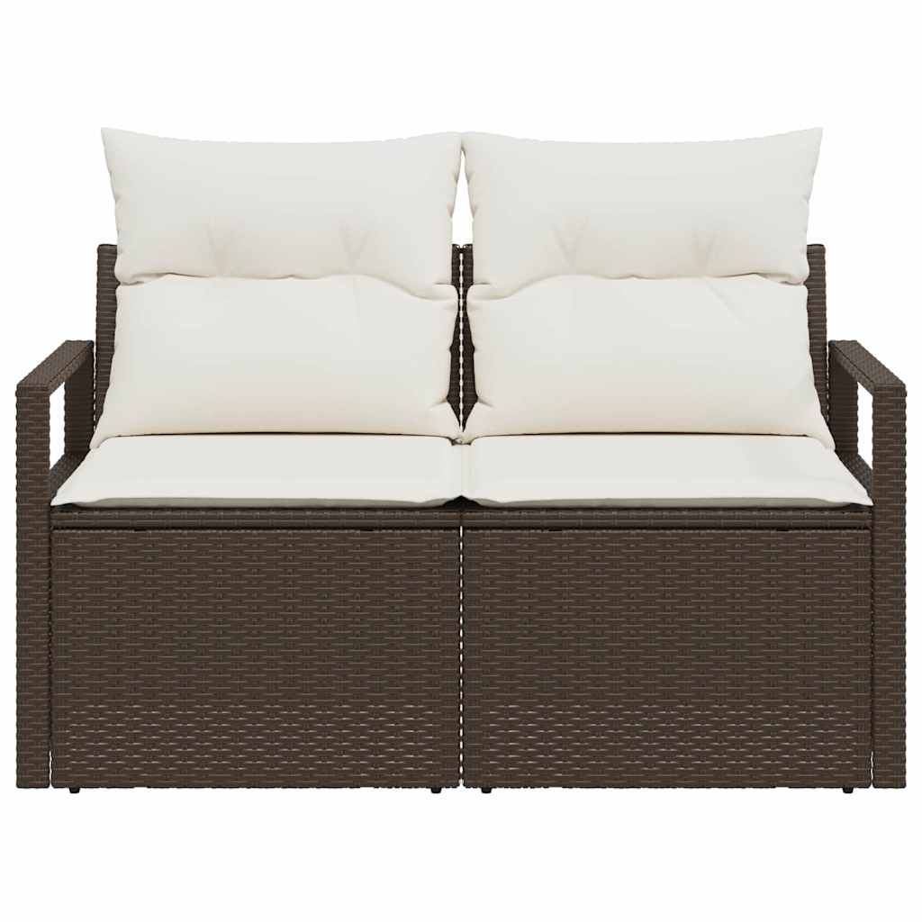 Zahradní sofa s polštářem Hnědá 120 x 62 x 69cm polyratan