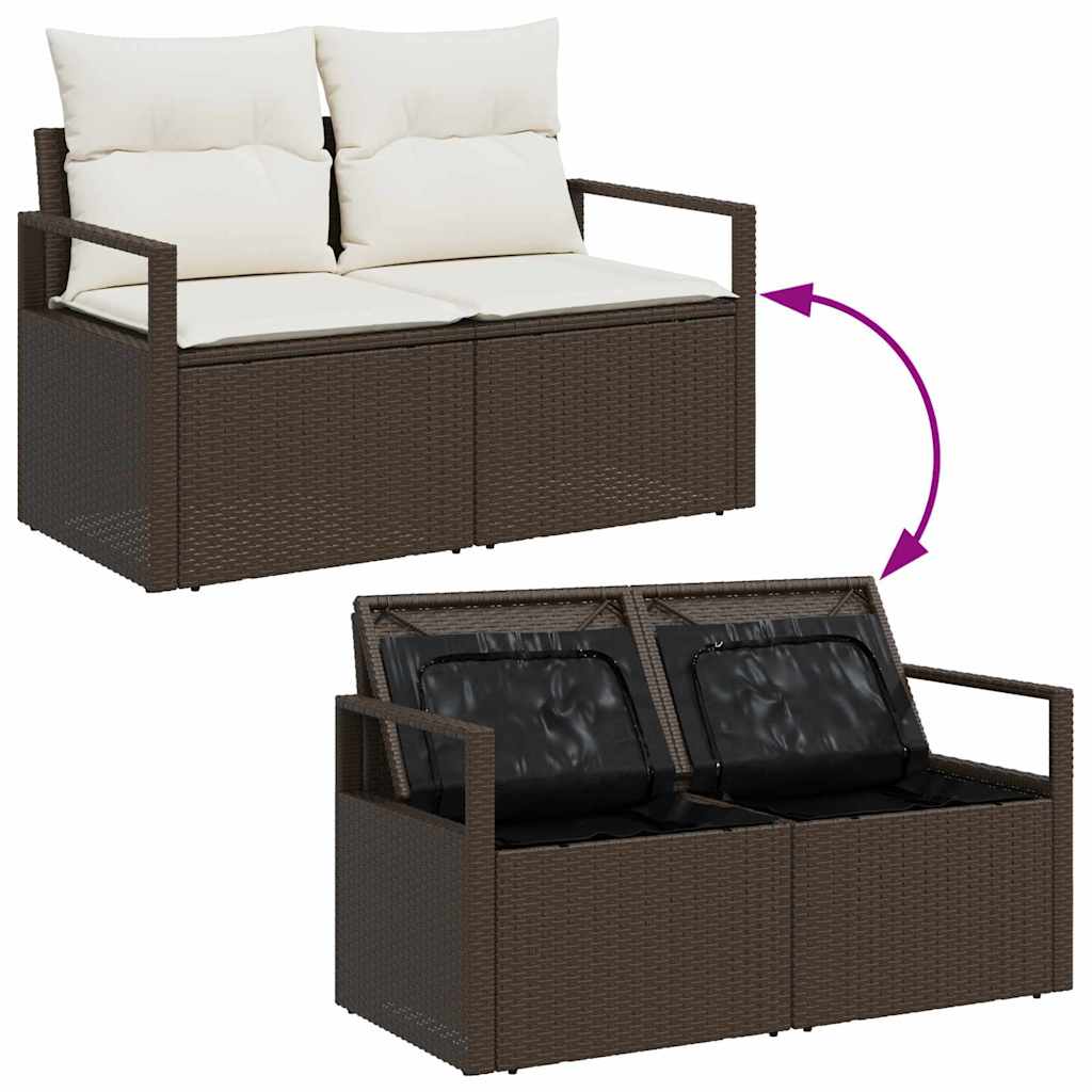 Zahradní sofa s polštářem Hnědá 120 x 62 x 69cm polyratan
