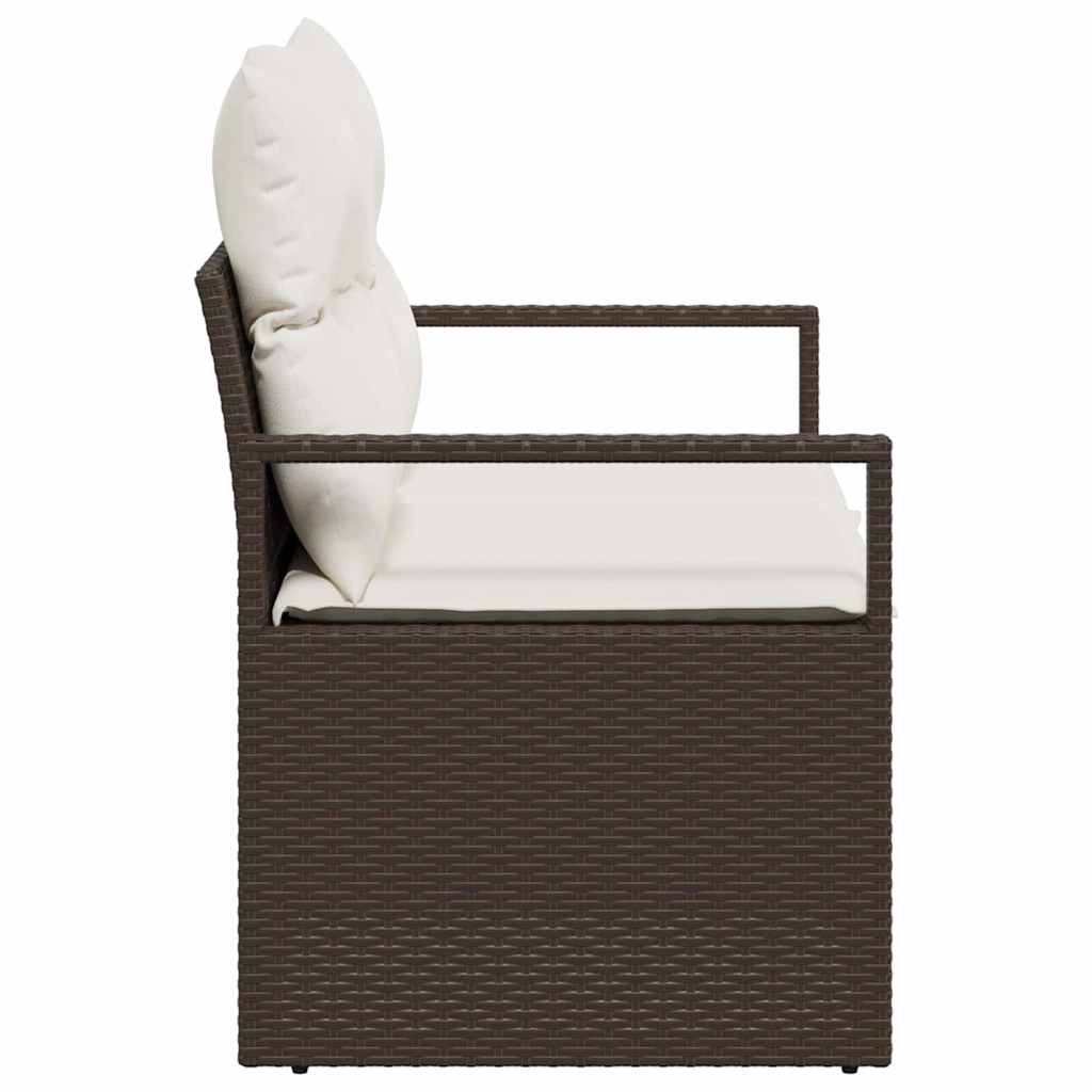 Zahradní sofa s polštářem Hnědá 120 x 62 x 69cm polyratan