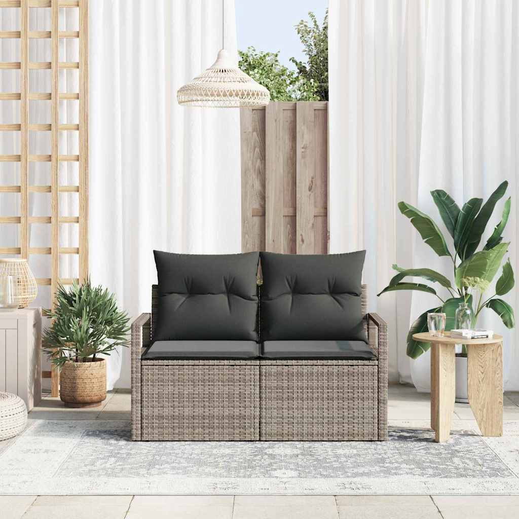 Zahradní sofa s polštářem Šedá 120 x 62 x 69cm polyratan
