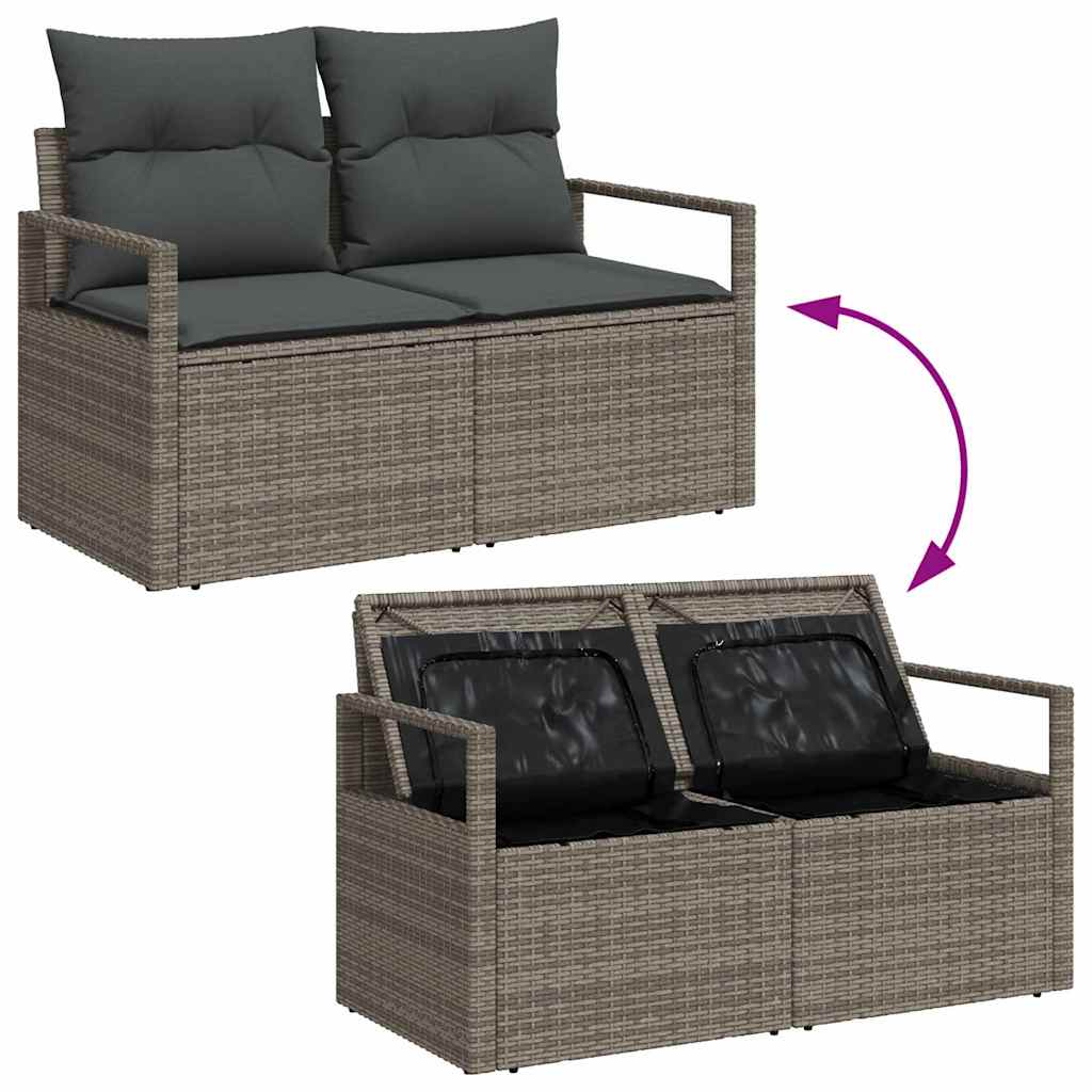 Zahradní sofa s polštářem Šedá 120 x 62 x 69cm polyratan