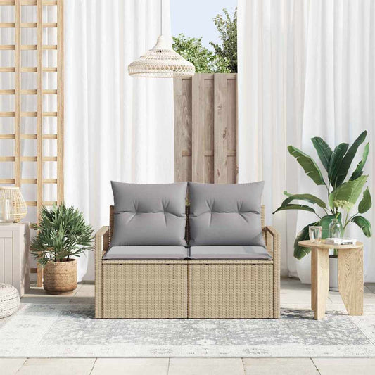 Zahradní sofa s polštářem Béžová 120 x 62 x 69cm polyratan