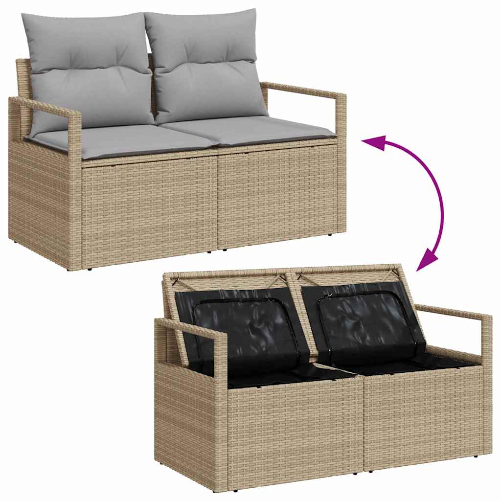 Zahradní sofa s polštářem Béžová 120 x 62 x 69cm polyratan