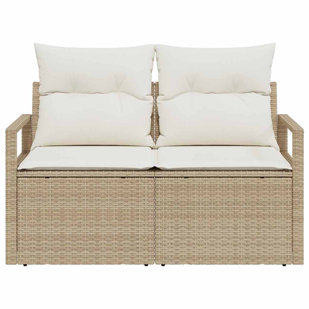 Zahradní sofa s polštářem Béžová 120 x 62 x 69cm polyratan