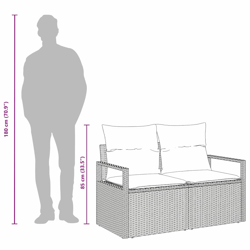 Zahradní sofa s polštářem Béžová 120 x 62 x 69cm polyratan