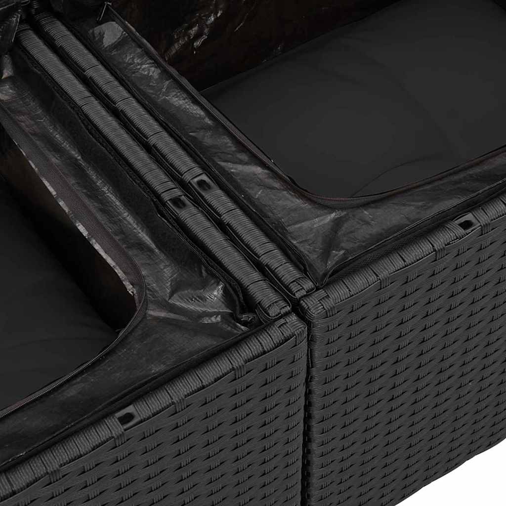 Zahradní sofa s polštářem Černá 120 x 62 x 69cm polyratan