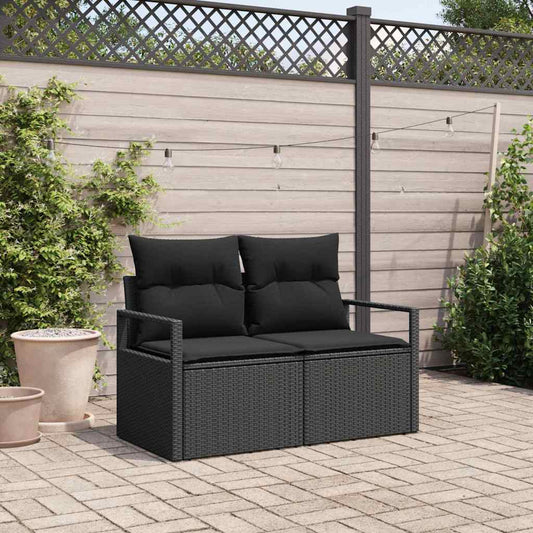 Zahradní sofa s polštářem Černá 120 x 62 x 69cm polyratan