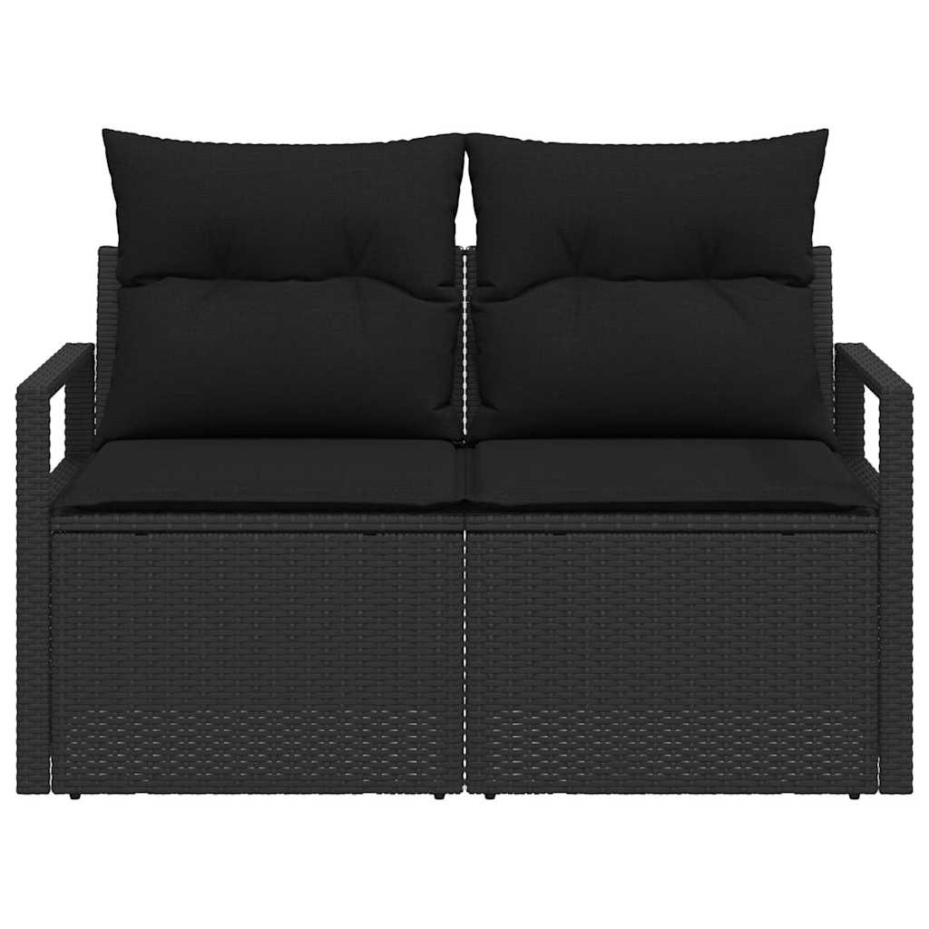 Zahradní sofa s polštářem Černá 120 x 62 x 69cm polyratan