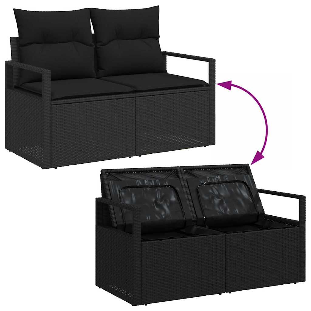 Zahradní sofa s polštářem Černá 120 x 62 x 69cm polyratan