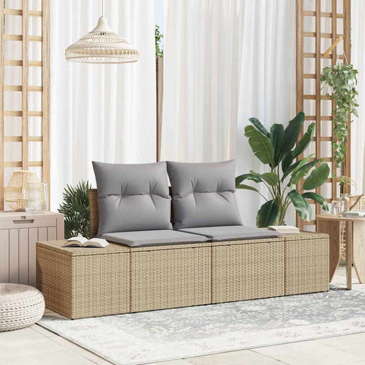 Zahradní sofa s polštářem Béžová 123 x 62 x 69cm polyratan