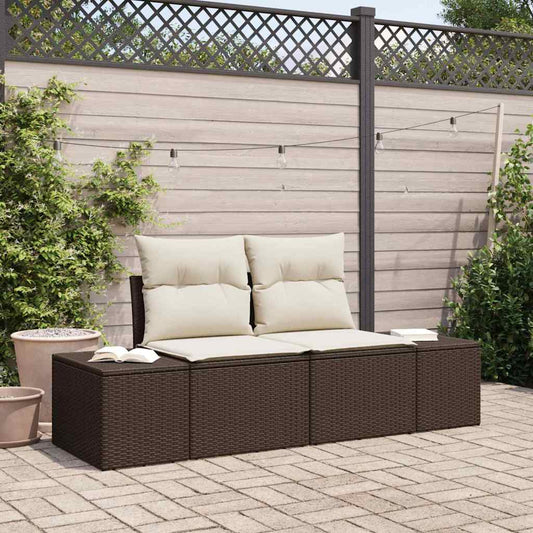 Zahradní sofa s polštářem Hnědá 123 x 62 x 69cm polyratan
