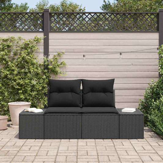 Zahradní sofa s polštářem Černá 123 x 62 x 69cm polyratan