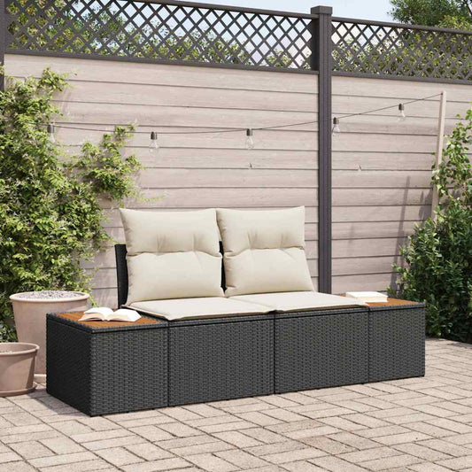 Zahradní sofa Černá 184 x 62 x 85cm polyratan