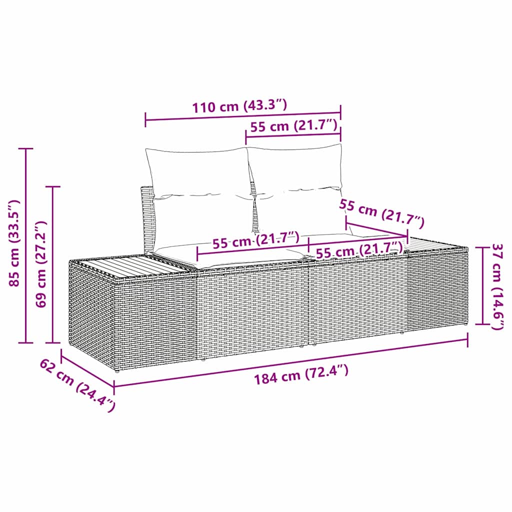 Zahradní sofa Béžová 184 x 62 x 85cm polyratan