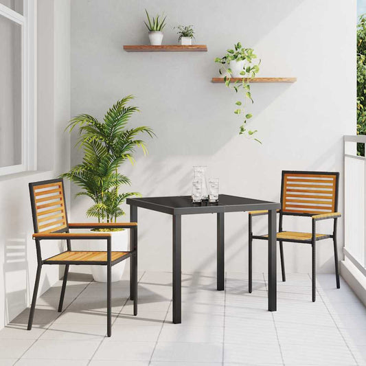 Zahradní stohovatelné židle 2 pcs Hnědá a černá