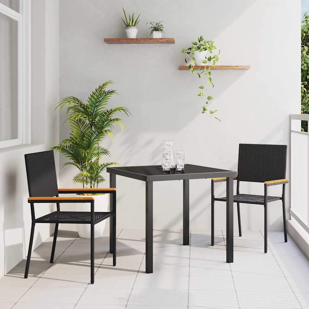 Zahradní stohovatelné židle 2 pcs Černá a hnědá