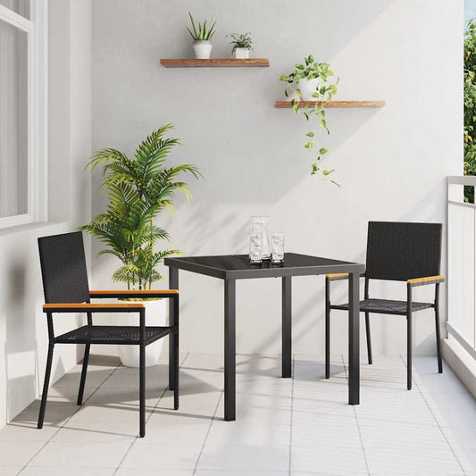 Zahradní stohovatelné židle 2 pcs Černá a hnědá