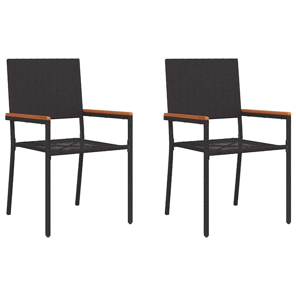 Zahradní stohovatelné židle 2 pcs Černá a hnědá