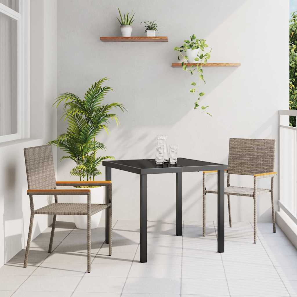 Zahradní stohovatelné židle 2 pcs Šedá a hnědá