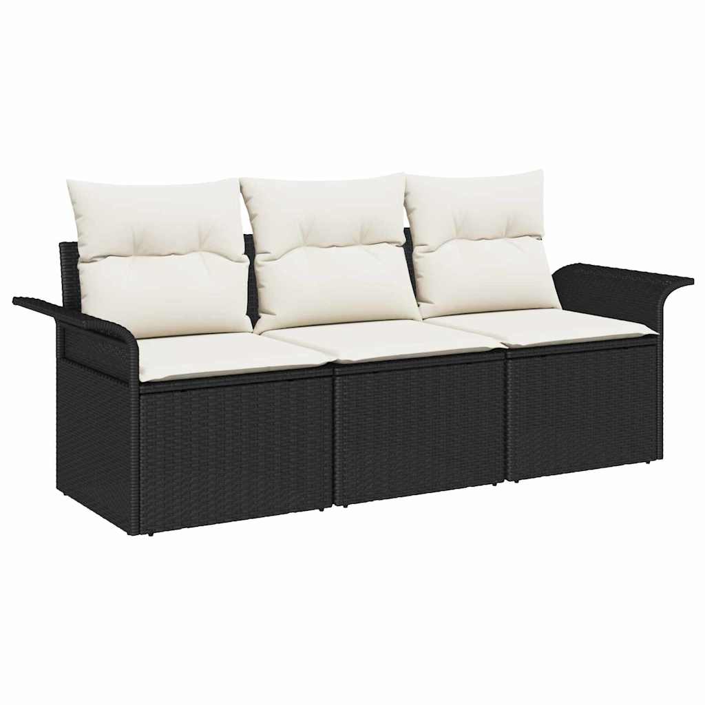 Sada zahradních pohovek 3 pcs Černá 196 x 62 x 85 cm polyratan