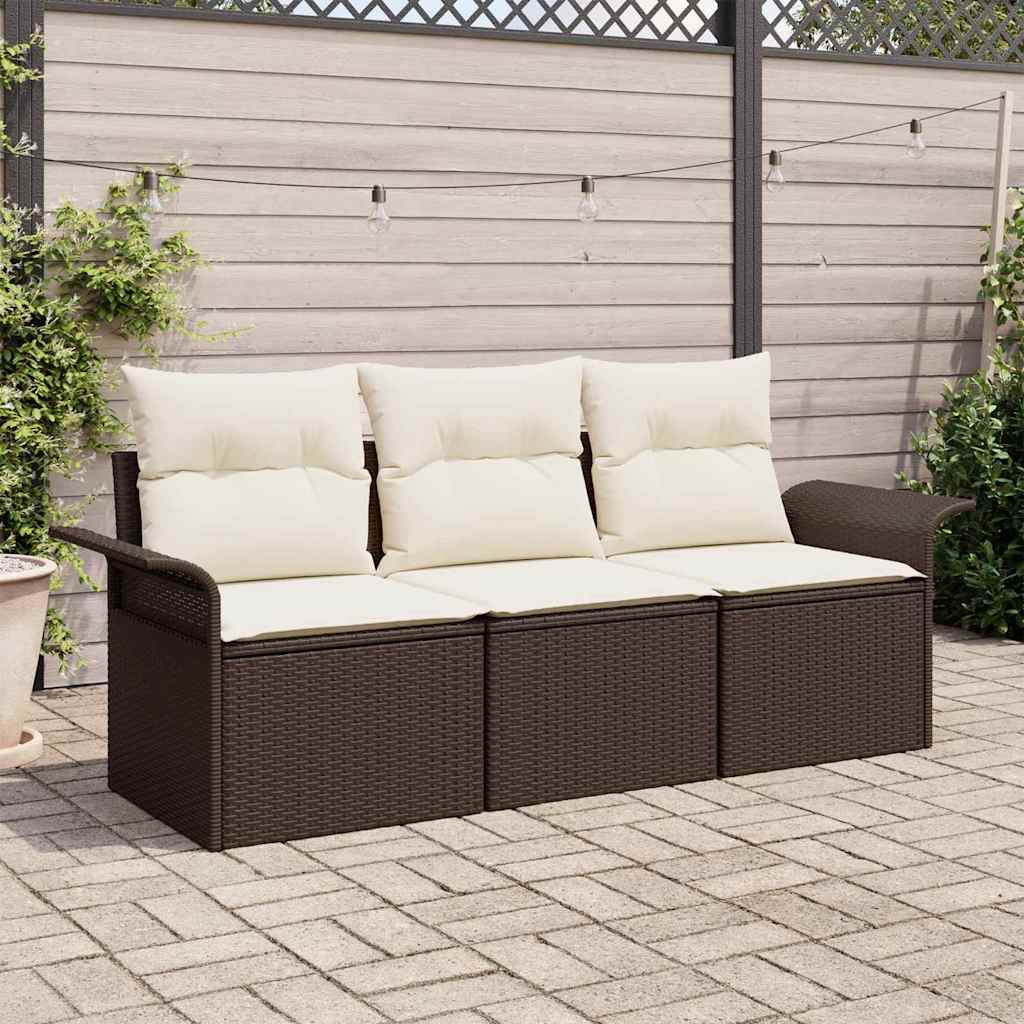 Sada zahradních pohovek 3 pcs Hnědá 196 x 62 x 85 cm polyratan