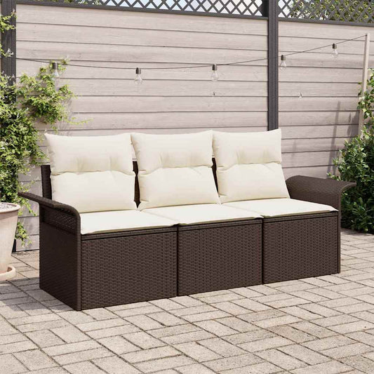 Sada zahradních pohovek 3 pcs Hnědá 196 x 62 x 85 cm polyratan