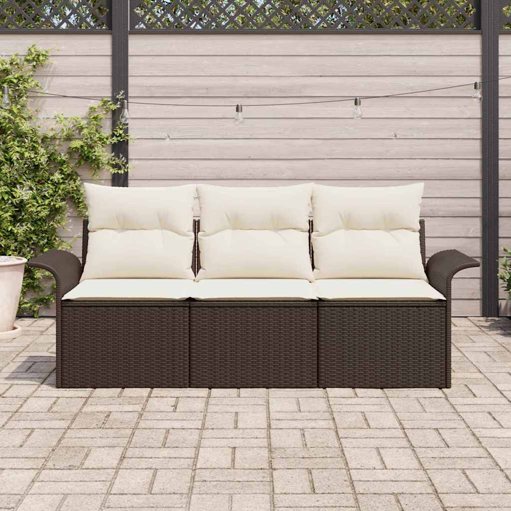 Sada zahradních pohovek 3 pcs Hnědá 196 x 62 x 85 cm polyratan
