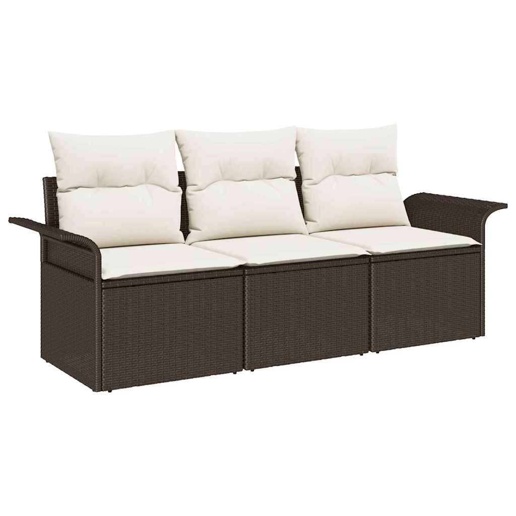 Sada zahradních pohovek 3 pcs Hnědá 196 x 62 x 85 cm polyratan