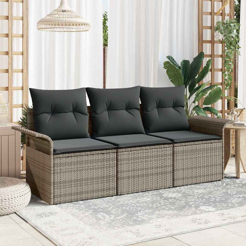 Sada zahradních pohovek 3 pcs Šedá 196 x 62 x 85 cm polyratan