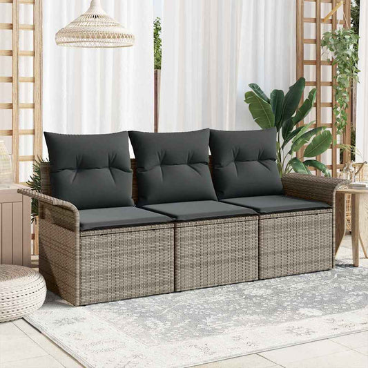 Sada zahradních pohovek 3 pcs Šedá 196 x 62 x 85 cm polyratan