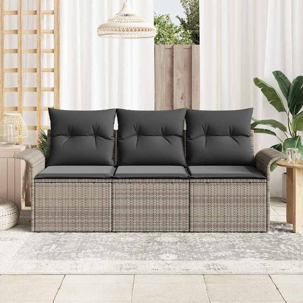Sada zahradních pohovek 3 pcs Šedá 196 x 62 x 85 cm polyratan
