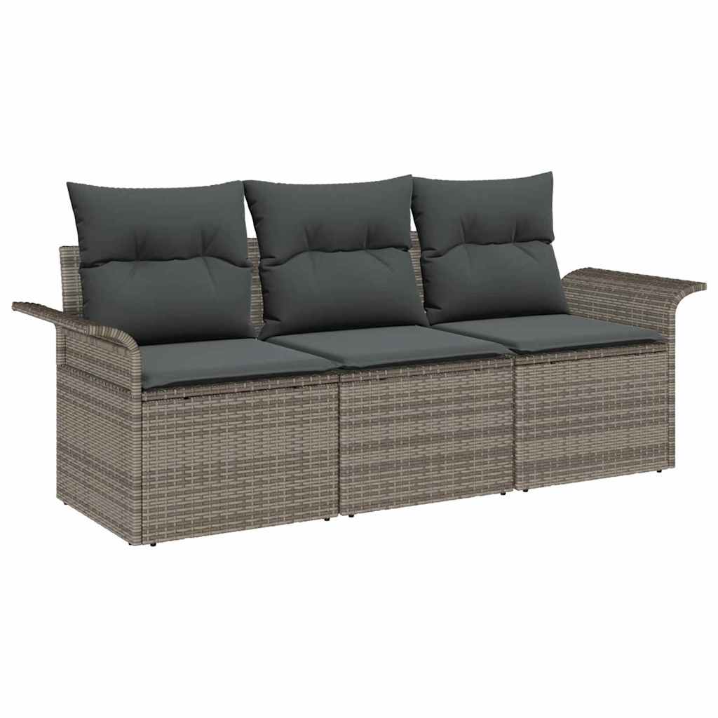 Sada zahradních pohovek 3 pcs Šedá 196 x 62 x 85 cm polyratan
