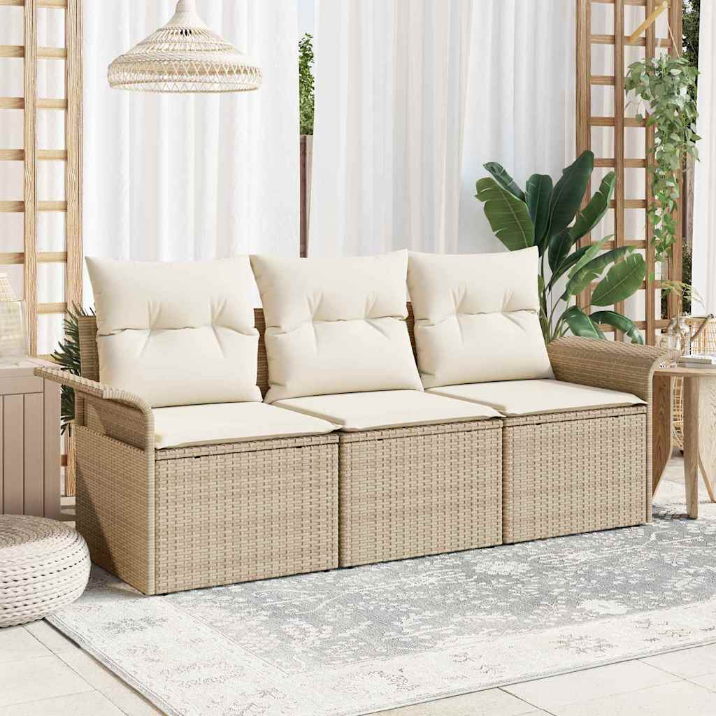 Sada zahradních pohovek 3 pcs Béžová 196 x 62 x 85 cm polyratan