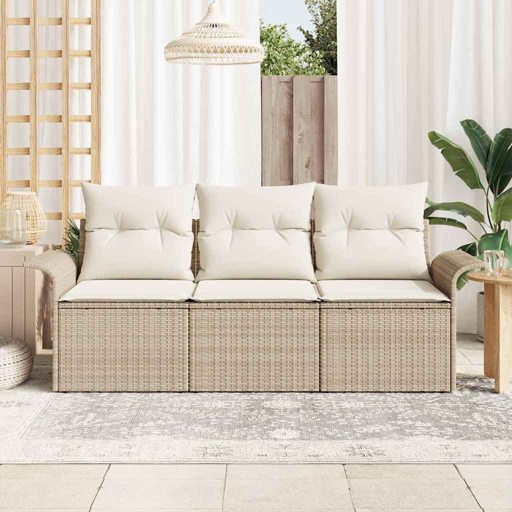 Sada zahradních pohovek 3 pcs Béžová 196 x 62 x 85 cm polyratan
