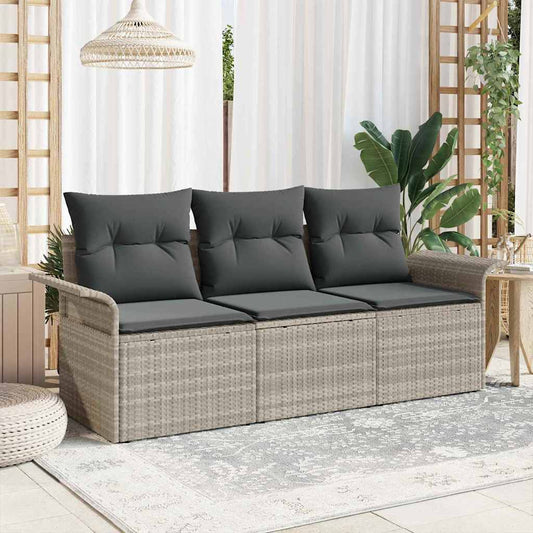 Sada zahradních pohovek 3 pcs Šedá 196 x 62 x 85 cm polyratan